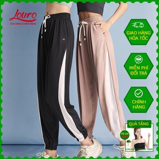 Quần Jogger nữ Louro QL111, mẫu quần joker tập gym nữ phối 2 màu