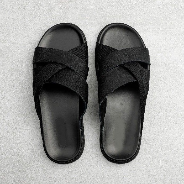 Dép da nam nữ couple, dép quai chéo da bò cao cấp thương hiệu HORSE đế cao su non QD01