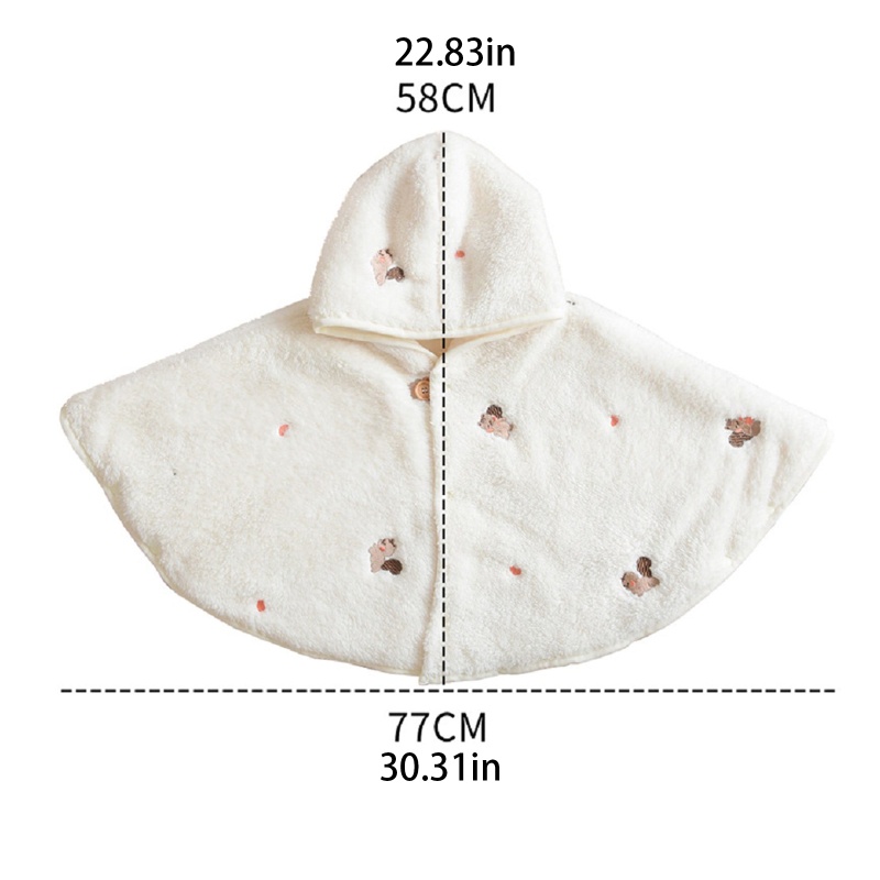 Áo Choàng Poncho Giữ Ấm Mùa Đông Thêu Họa Tiết Xinh Xắn Cho Bé Sơ Sinh