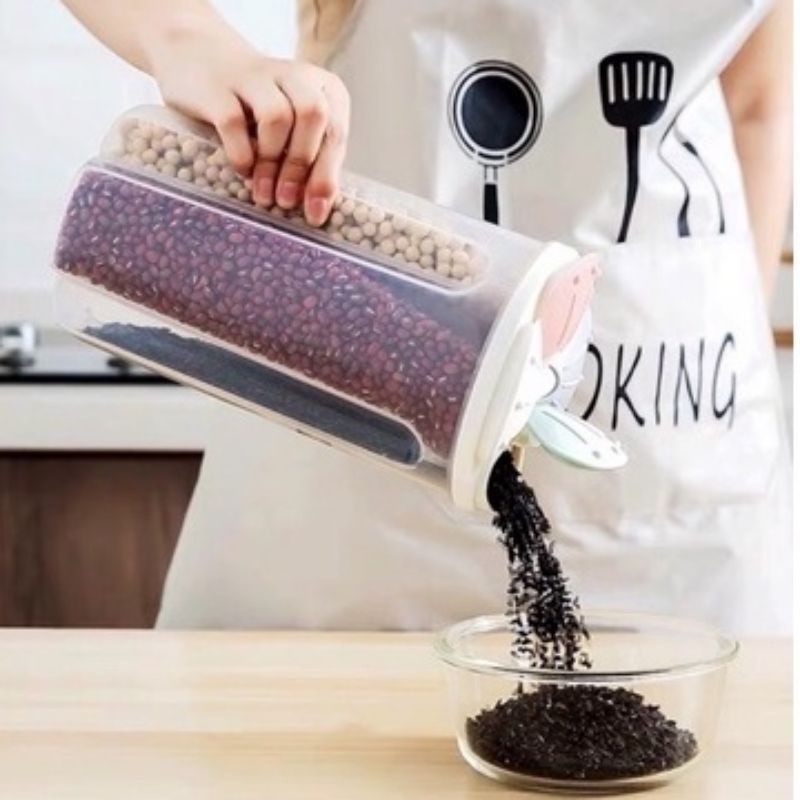 Hộp đựng hạt chia ô, bình nhựa đựng hạt tiện dụng 2400ml