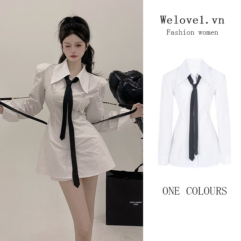 Áo sơ mi tay dài hở lưng/ quần short cột dây thời trang mùa hè 2022 dành cho nữ
