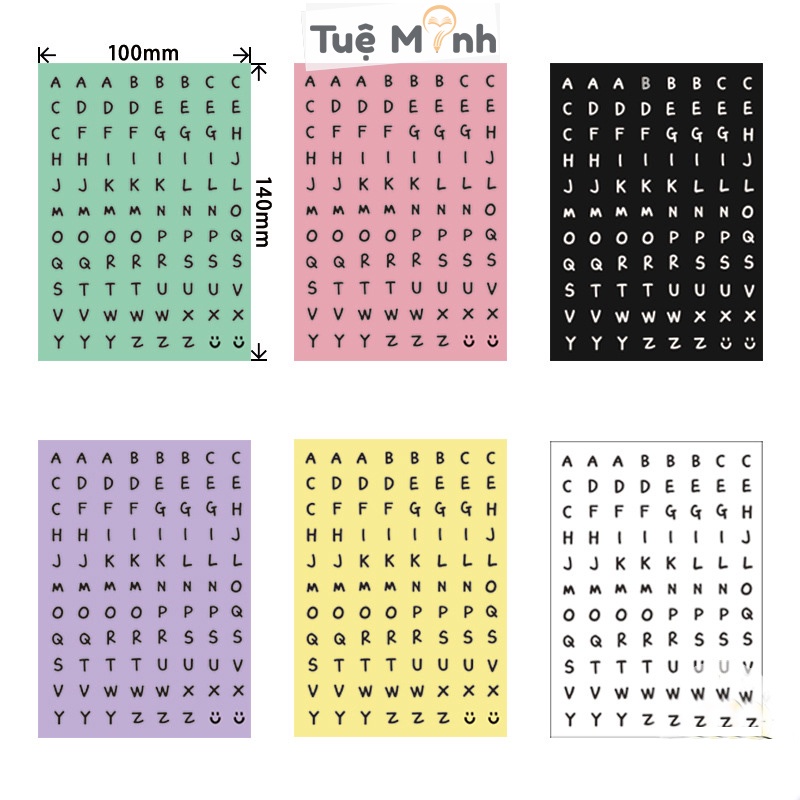 Sticker chữ cái alphabet, chữ số viền dot dán take note, trang trí đa năng