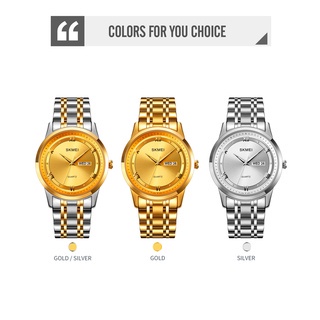 Đồng Hồ Quartz Nam Dây Thép Không Gỉ Mạ Vàng Chống Thấm Nước SKMEI 1870