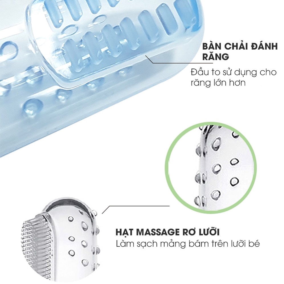 Bộ 2 bàn chải rơ lưỡi silicone cho bé sơ sinh Piyo Piyo màu trắng và hồng