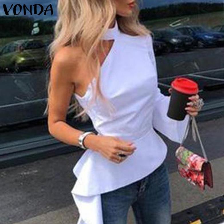 Áo Kiểu VONDA Cổ Áo Choker Một Tay Hở Vai Không Đồng Đều Quyến Rũ Dành Cho Nữ Đẹp *