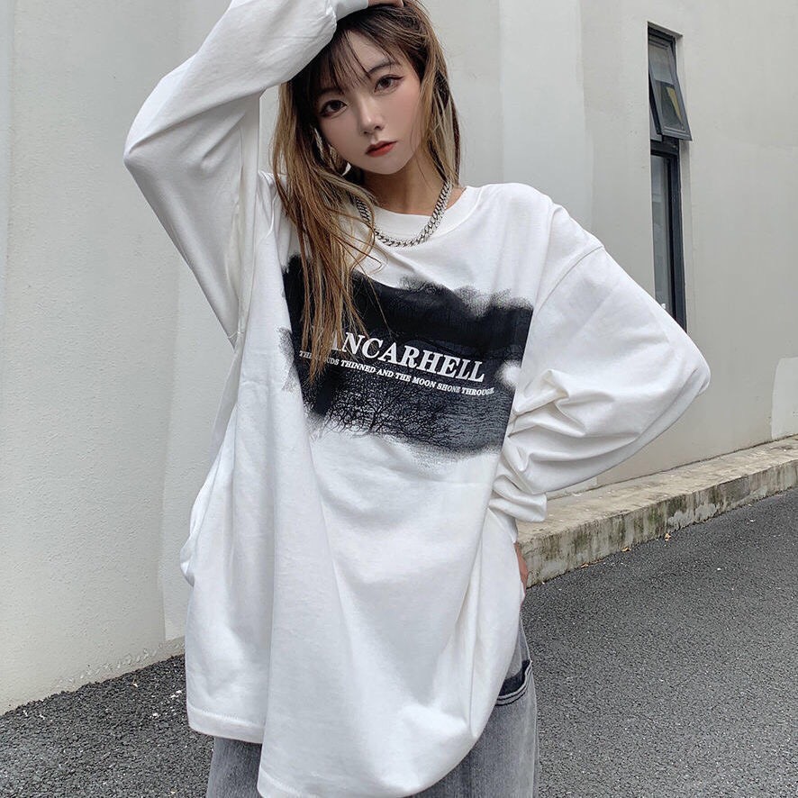 Áo thun dài tay form rộng chữ Vancarhell_Áo unnisex dài tay thu đông basic, cá tính