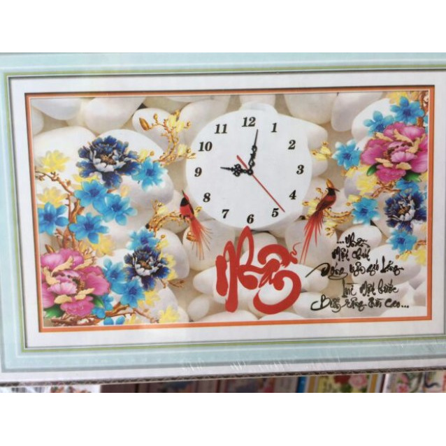 TRANH ĐÍNH ĐÁ ĐỒNG HỒ CHỮ NHẪN LG1046 (60X45) CM TRANH CHƯA THÀNH PHẨM