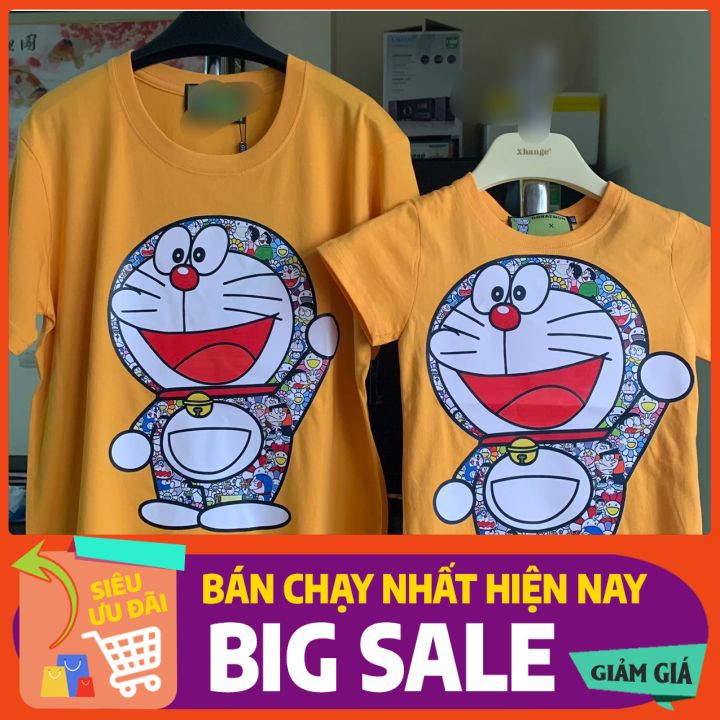 ⚡⚡XẢ KHO Áo thun gia đình ĐOREMON⚡💓FREESHIP⚡💓, Áo Form Rộng in hình cao su non, cam kết trả hàng nếu bong hình