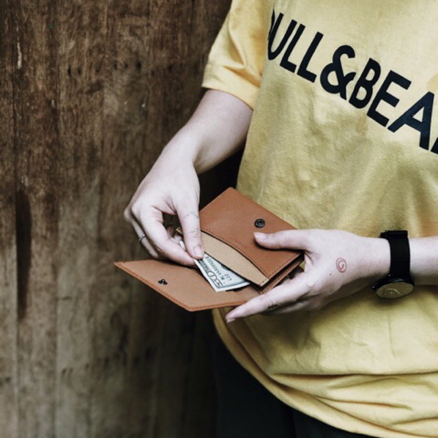 VÍ MINI TINY LEMONT DA BÒ THẬT - NÂU CHOCO | BigBuy360 - bigbuy360.vn