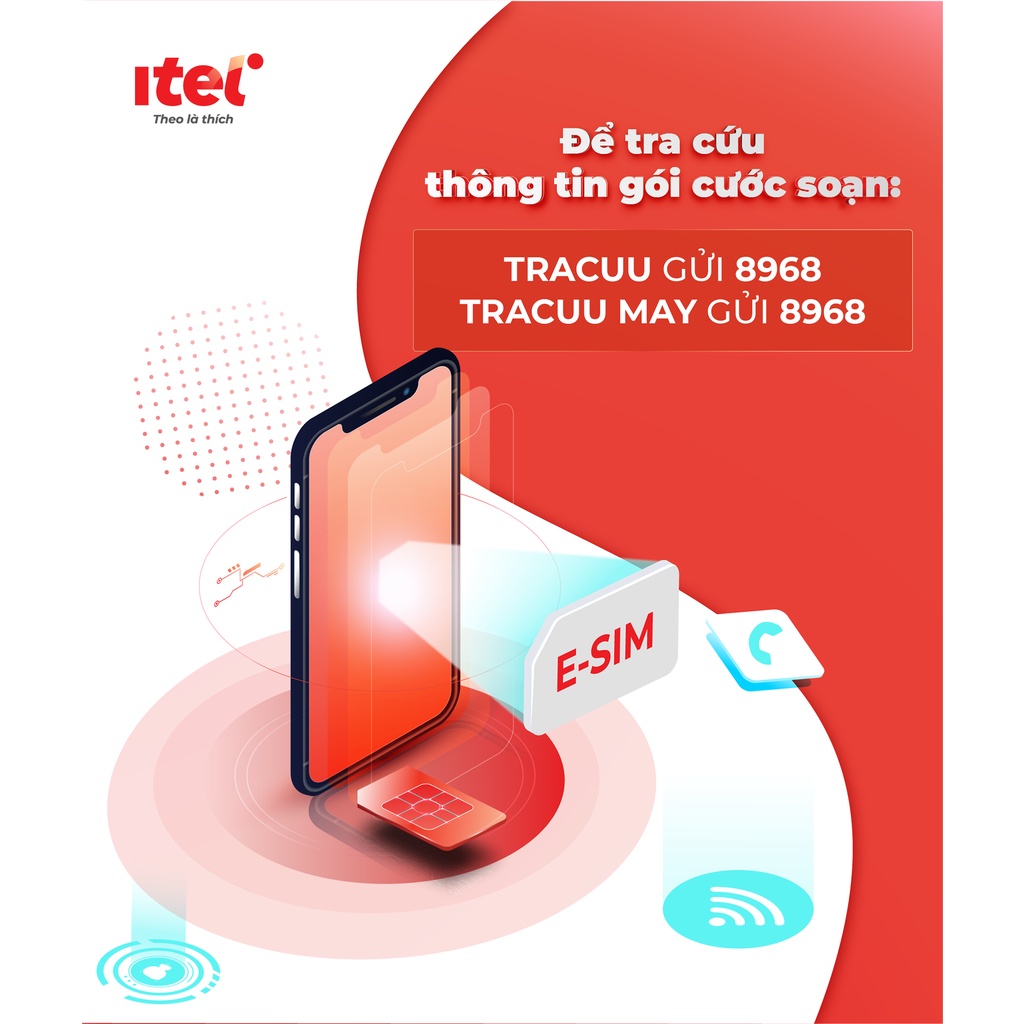 Sim eSim 4G 3G Data vào mạng Vina Itelecom dùng cho điện thoại dcom May 77 3gb/ngày 1000p nội mạng miễn phí tháng đầu