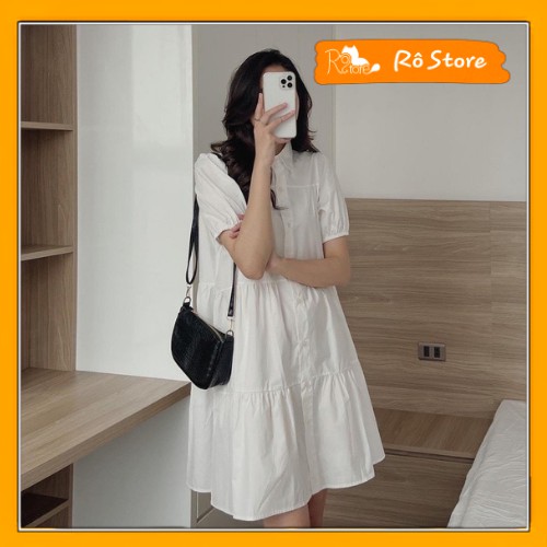 [RẺ VÔ ĐỊCH] VÁY BABYDOLL HÀN QUỐC XẾP TẦNG, CỔ SƠ MI DÁNG DÀI ULLZANG MẶC LÊN CỰC DỄ THƯƠNG RÔ STORE V01