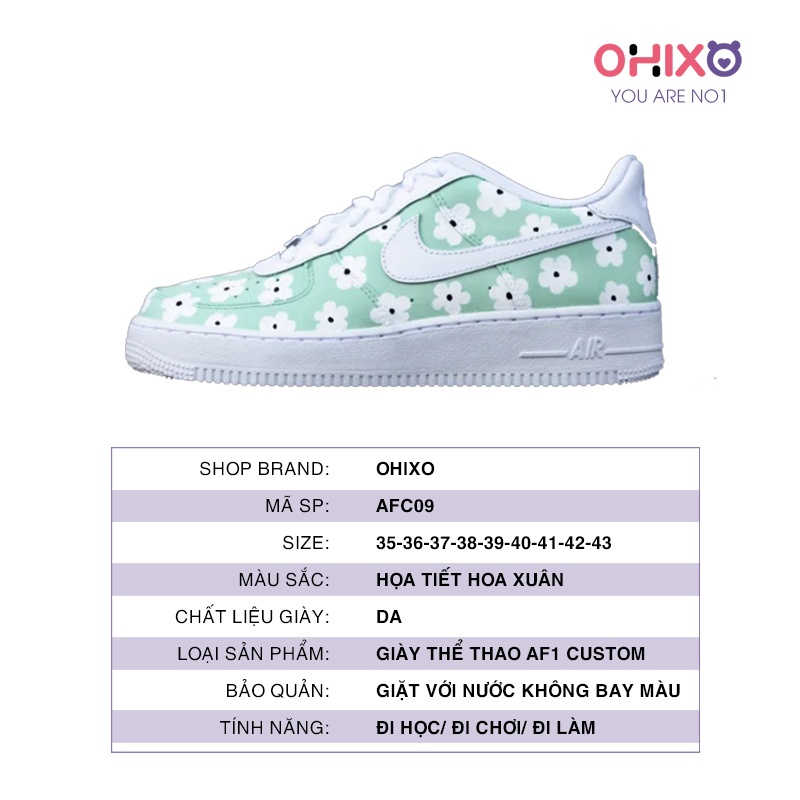 Giày Thể Thao Nữ AF1 Custom Sneaker Hàn Quốc Chất Đẹp Đế Bằng OHIXO AFC02