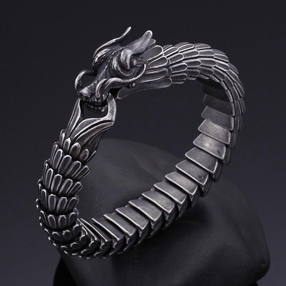 Titan thép keel rồng vòng đeo tay rồng mô hình độc đoán vòng đeo tay nam trang sức