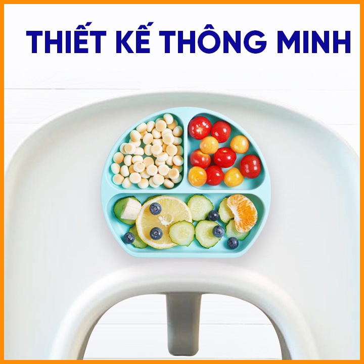 Khay Ăn Dặm Silicon Chống Đổ Cao Cấp Đế Hút Chân Không Chắc Chắn Bé Ăn Dặm Tự Chỉ Huy BabyRice 066