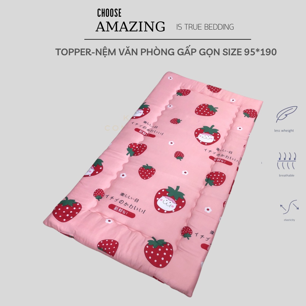 Topper- nệm ngủ văn phòng, nệm dã ngoại cao cấp (tặng kèm 1 vỏ gối đầu)  kích thước 95-190cm.