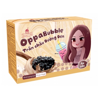 Hộp 10 Gói Trân Châu Ăn liền Oppa Bubble hộp 350g  - Nguyên Liệu Nấu Trà Sữa, Sữa Tươi