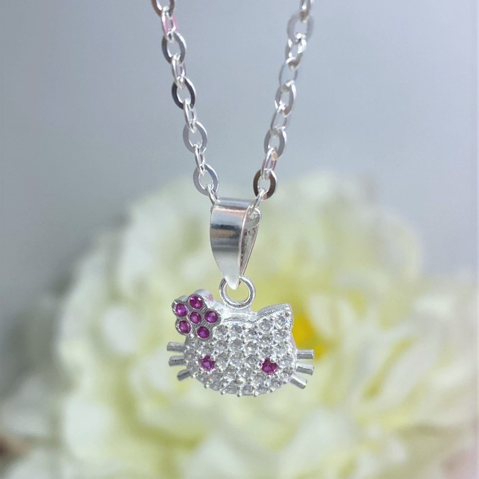 Dây chuyền bé gái mặt hình mèo kytty, chất liệu bạc ta cao cấp - Trang sức bạc Evasilver