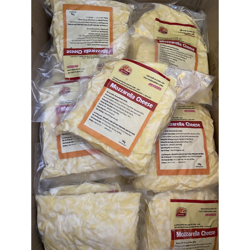 1KG Phô Mai Mozarella Bào Sợi Mix Đức + Ailen + Đan Mạch