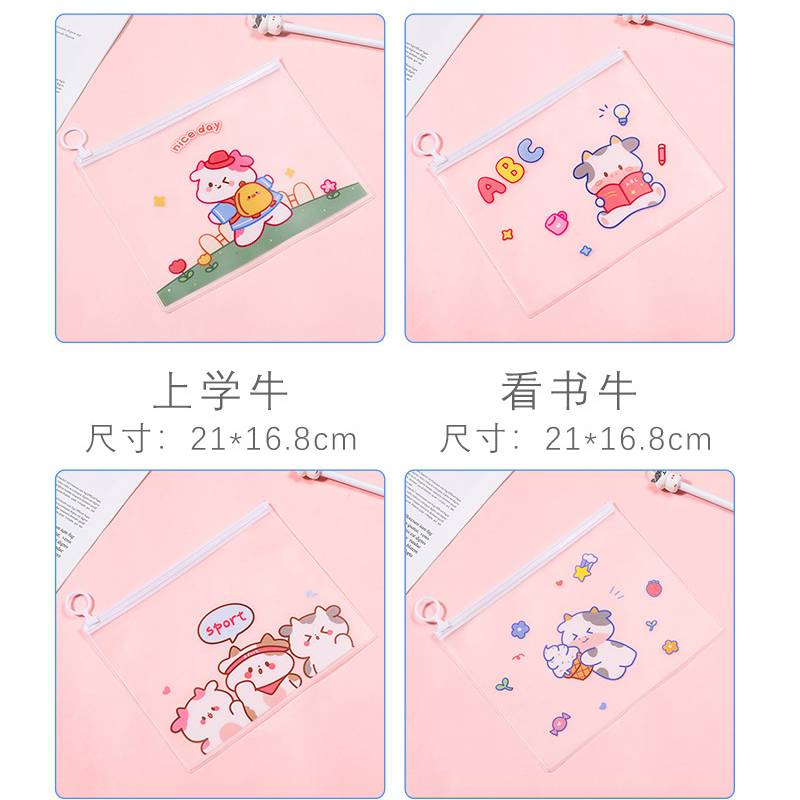 Túi Đựng Mỹ Phẩm , Hộp Bút Trong Suốt Phong Cách Nhật Bản Cute cartoon Transparent Big Pencil Case PVC School Supplies Pencil Bag Stationery Gift School Back To School Pencil Box kids gift