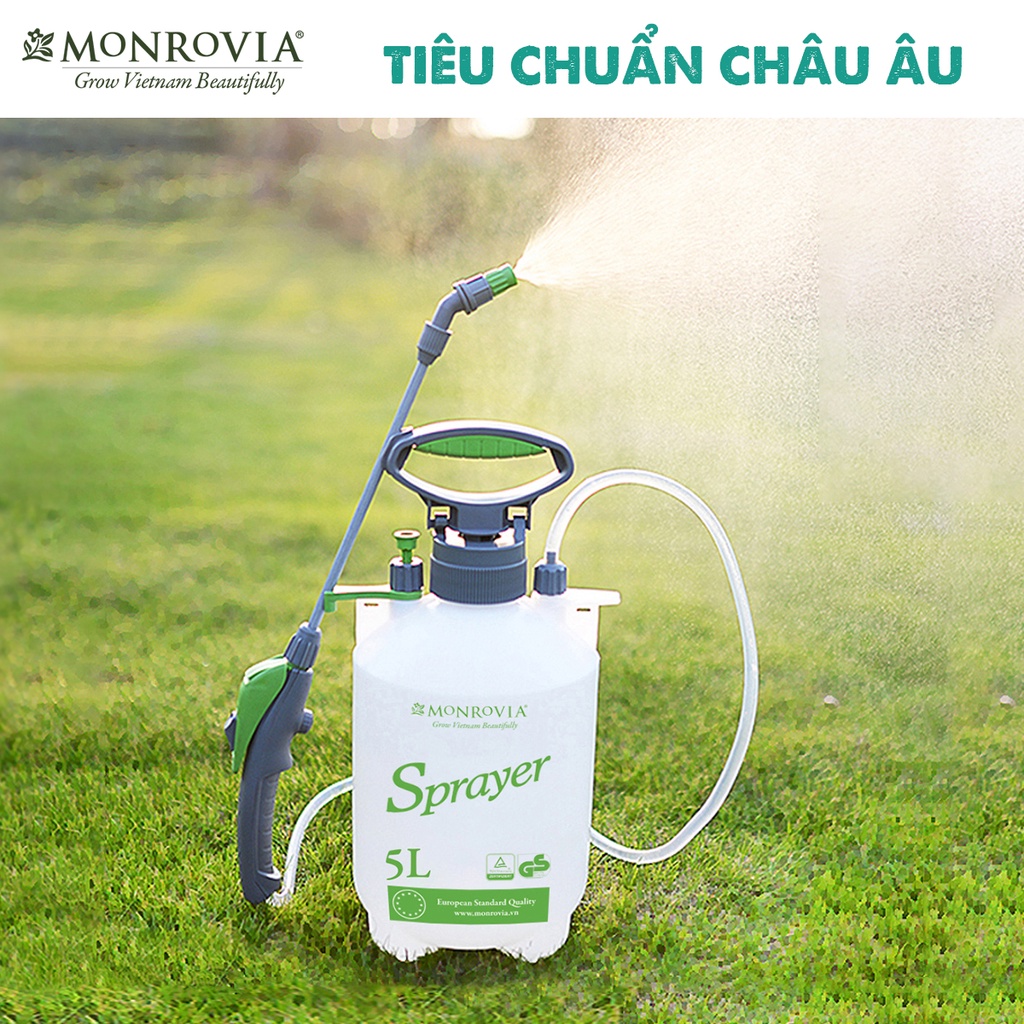 Bình tưới cây MONROVIA 5 lít, phun hai chế độ, áp suất lớn, tiêu chuẩn Châu Âu