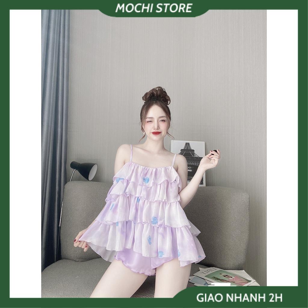 Đồ Bộ Nữ Đồ Ngủ Áo 2 Dây Tầng Voan Hoa Quần Cọc Màu Trơn Chất Lụa Mềm Mịn Màu Sắc Tươi Trẻ, Form Rộng Rãi Thoải Mái. | BigBuy360 - bigbuy360.vn