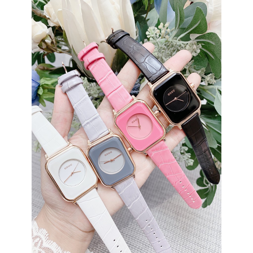 Đồng hồ Nữ GUOU dây da mềm mặt vuông năng động trẻ trung (Tặng kèm hộp và Pin) - Sam's Shop | BigBuy360 - bigbuy360.vn