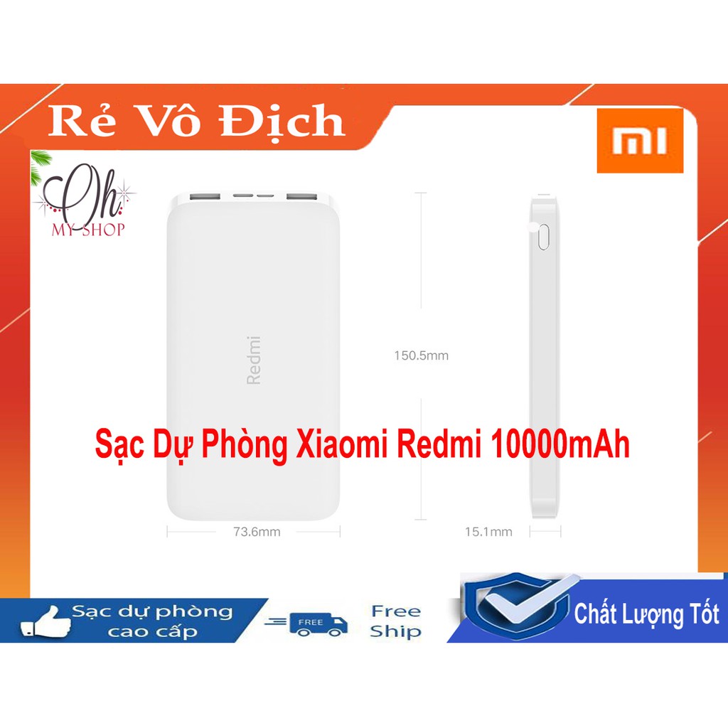 Sạc Dự Phòng Xiaomi Redmi 10000mah - Chính Hãng - Tặng kèm cáp
