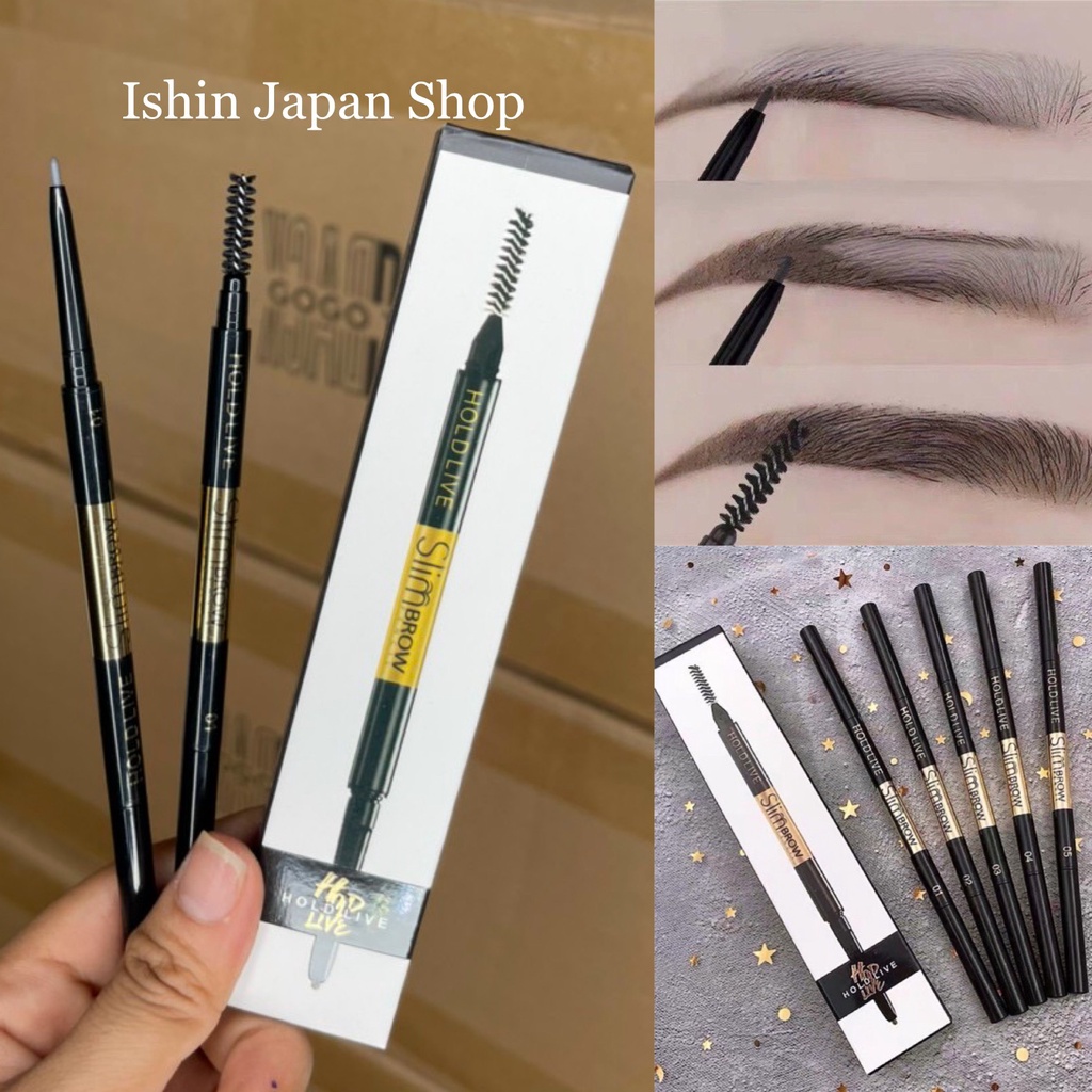 Chì Kẻ Mày 2 Đầu HOLD LIVE Slim Brow Natural Fine Eyebrow Pencil