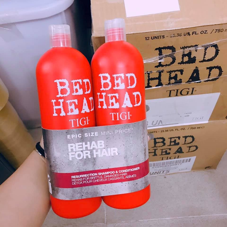 Set Gội Xả Tigi Bed Head Phục Hồi Hư Tổn Tơi Phồng Tóc - Chai 750ml*2