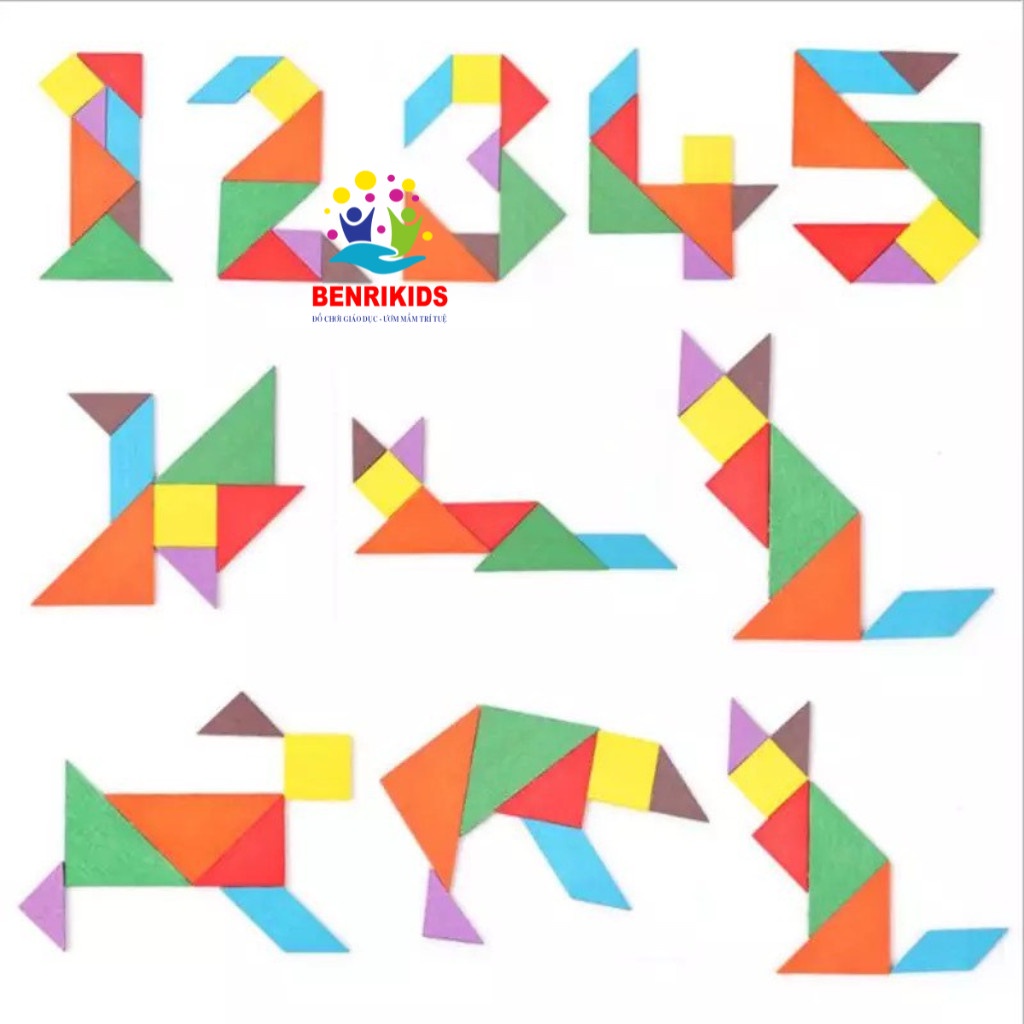 Combo TETRIS Xếp gạch và TRÍ UẨN tangram - Đồ chơi trí tuệ size đại hàng chuẩn cho bé