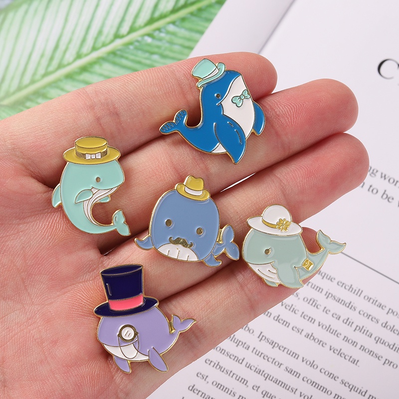 Ghim cài áo hình chú cá voi dễ thương 5 phong cách