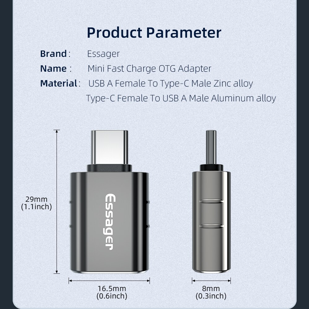 Đầu chuyển đổi Essager USB3.0 OTG sang type C cho Samsung S20 Xiaomi mi 9 10