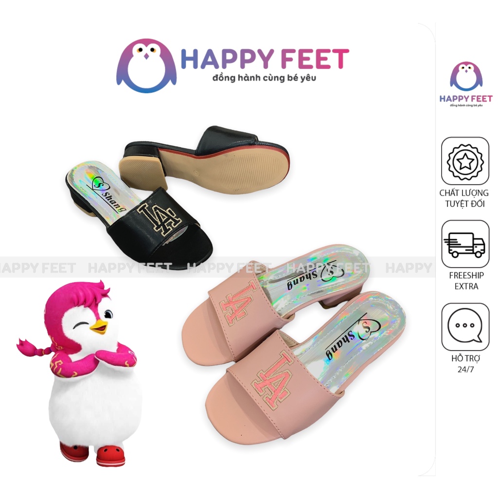 Dép lê thời trang trẻ em, guốc điệu đà chữ MLB cho bé gái 3-9 tuổi- Happy Feet