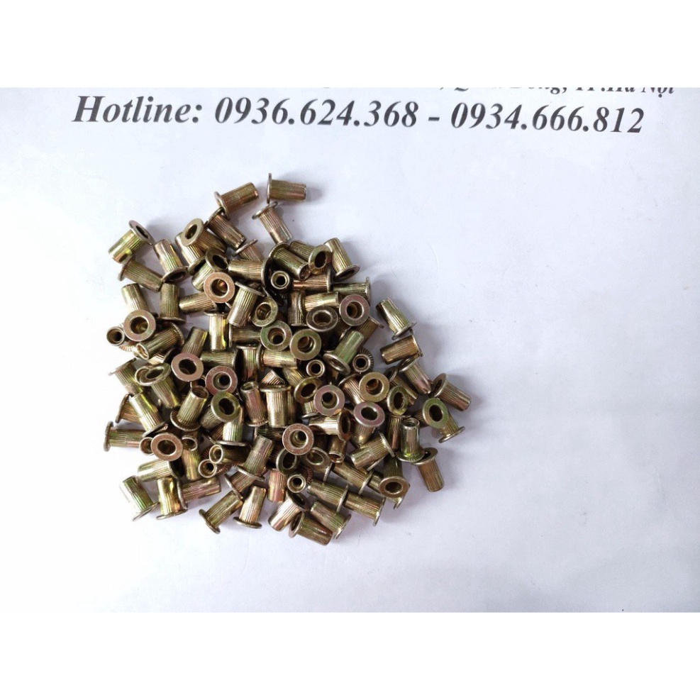 Combo hỗn hợp 70c ốc tán rút từ M3-M12  M3,M4,M5,M6,M8,M10,M12 mỗi loại 10c thép mạ