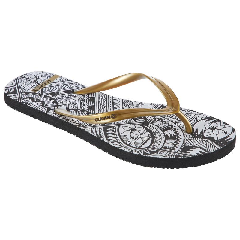 Dép xỏ ngón Decathlon OLAIAN 120 cho nữ họa tiết Maori size 39/40