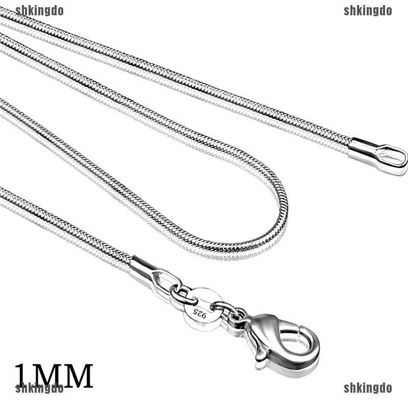 Dây chuyền mạ bạc 925 thời trang 1mm 16 &quot; 18 &quot; 20 &quot; 22 &quot; 24 &quot;