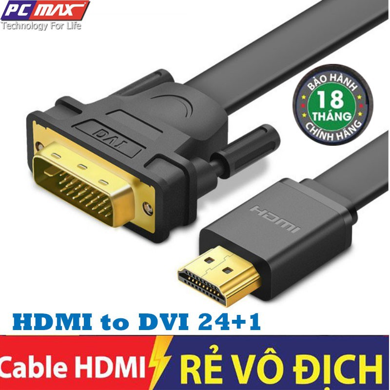 Cáp chuyển đổi Ugreen DVI sang HDMI to DVI 24+1 dài 1M 1,5M 2M 3M 5M - Hàng Chính Hãng