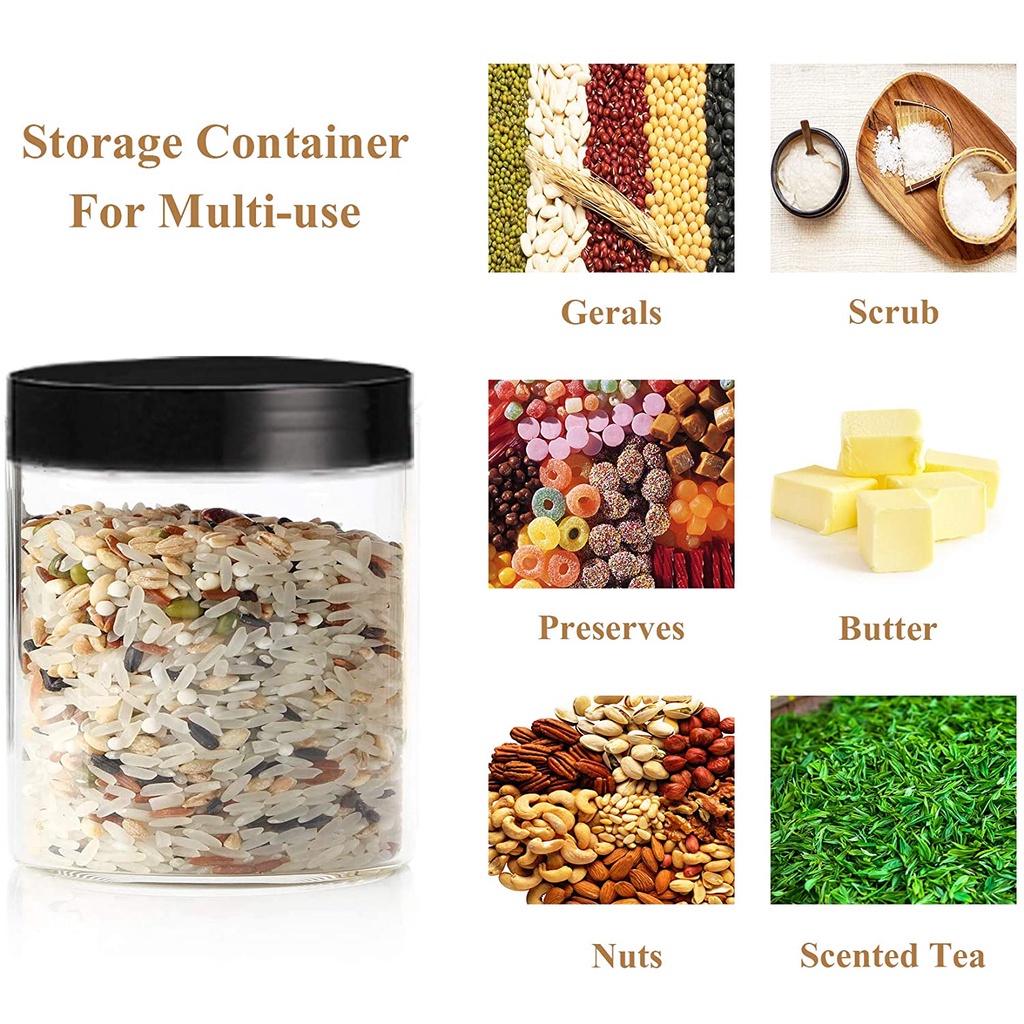 Hũ Tròn Rỗng Bằng Nhựa Trong Suốt / Không BPA Đựng Thực Phẩm Có Nắp Đa Năng