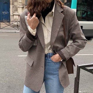 Áo blazer kẻ sọc Nâu