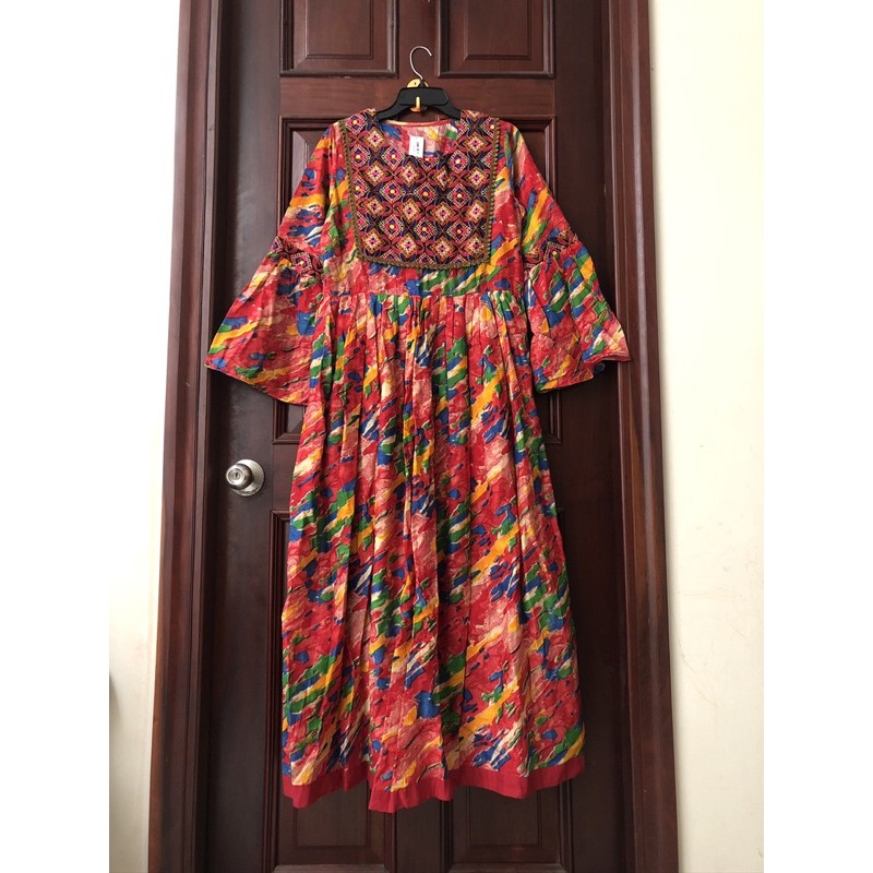 ĐẦM MAXI THỔ CẨM BOHO PHỐI POMPOM