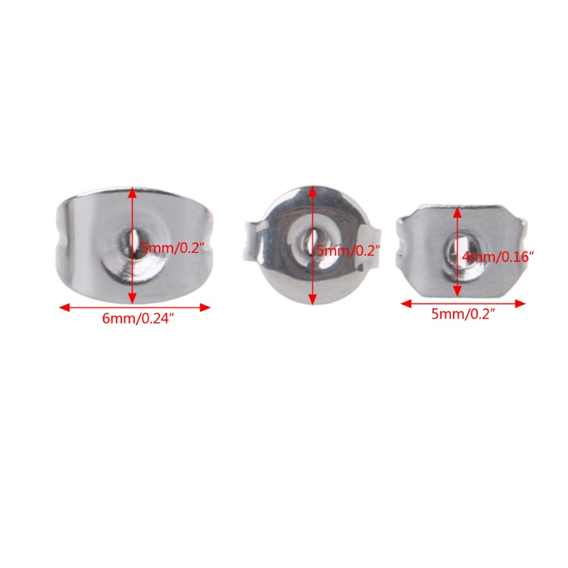 Set 100 Nút Chặn Bông Tai Hình Bướm Bằng Đồng Màu Sắc Bạc Làm Trang Sức DIY