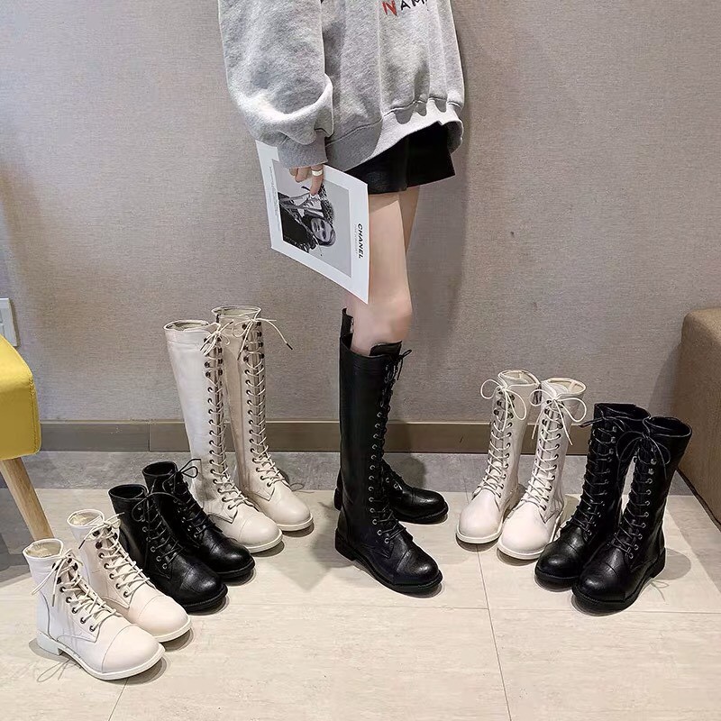 Boots cao cổ da mềm ba độ cao (giày Martin)