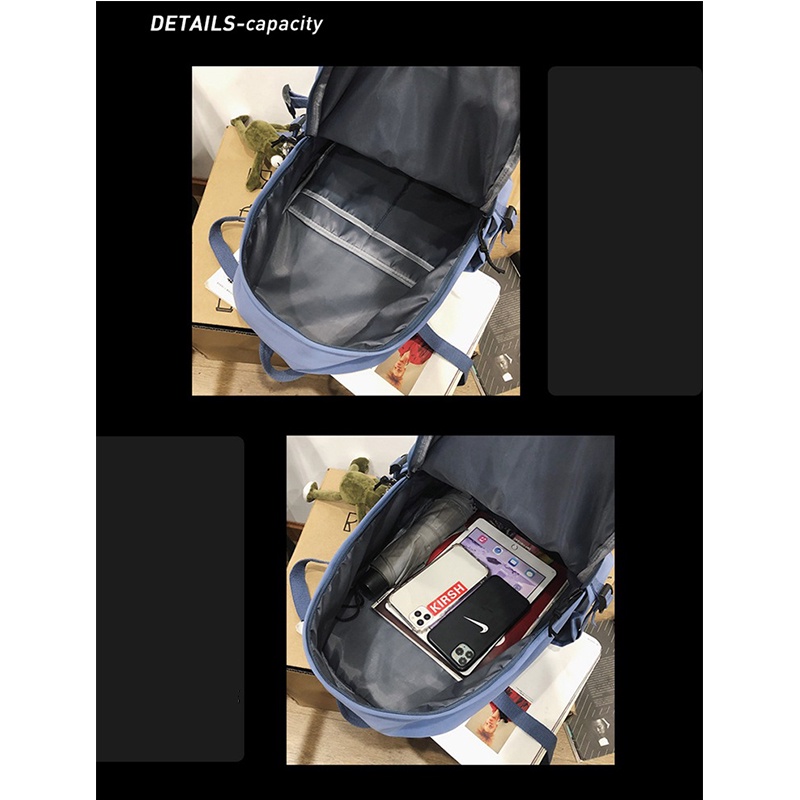 Ba Lô Đi Học Chất Liệu nylon Màu Xanh Dương Thời Trang Hàn Quốc 2022 Cho Nam Và Nữ