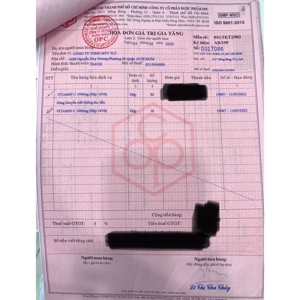 Vitamin C sủi tăng đề kháng OPC 1000mg (10 viên) - Amipharma