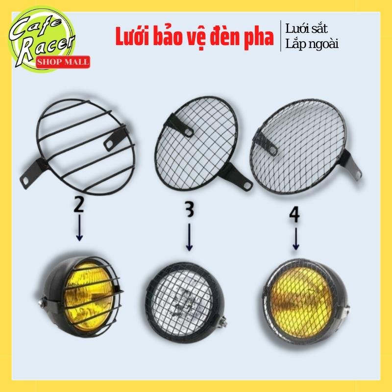Khung lưới sắt bảo vệ đầu đèn pha xe máy phù hợp gáo tròn 6-7 icnh cho các dòng xe độ và PKL