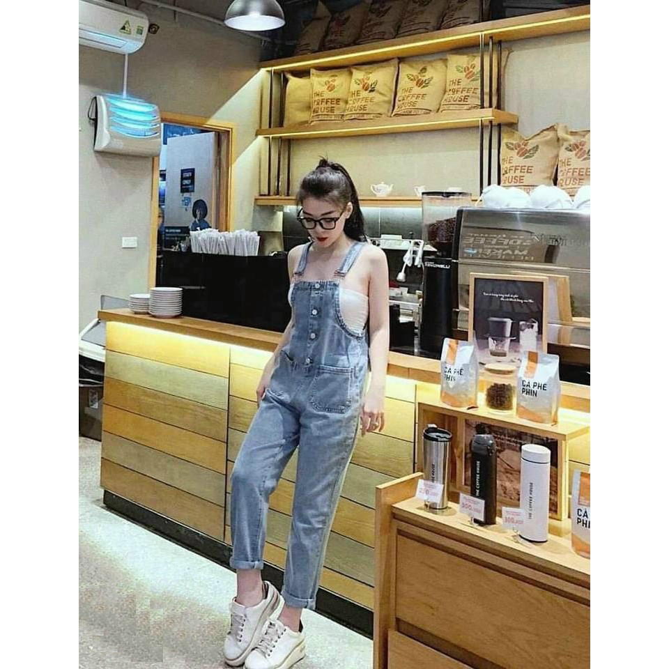 [ Mã FAGREEN55 giảm 10% tối đa 30K đơn 99K] Quần Yếm Nữ Jean Dài Chất Bò Phối 2 Túi Kèm Cúc Trước Cực Xinh 514 | BigBuy360 - bigbuy360.vn