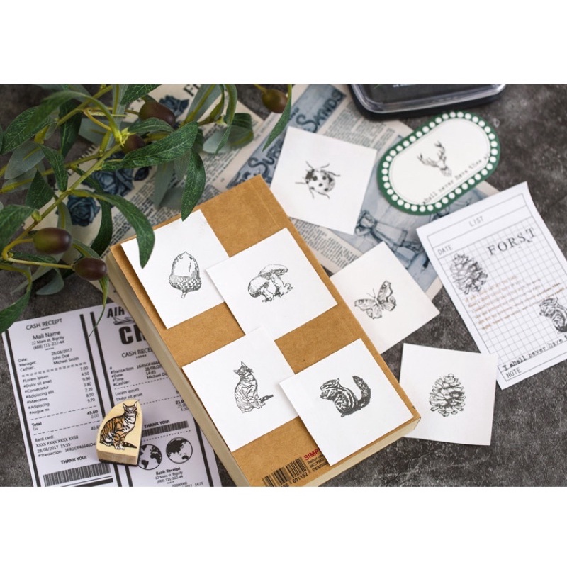 Stamp con dấu gỗ mini động vật SP001