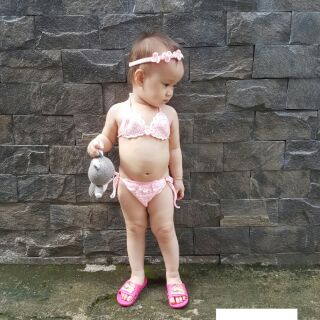 Bikini len kèm băng đô xinh cho bé
