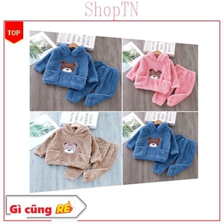 Bộ băng lông hình gấu hàng quảng châu cho bé 15-35kg