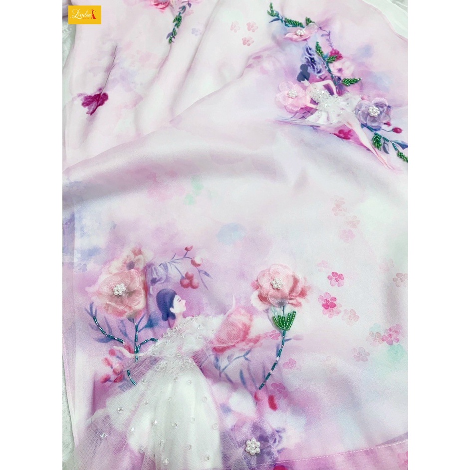 Áo dài tết 🎀LINLEE🎀 Áo dài cách tân cao cấp 4 tà tay bồng cách điệu đủ size s, m, l, xl